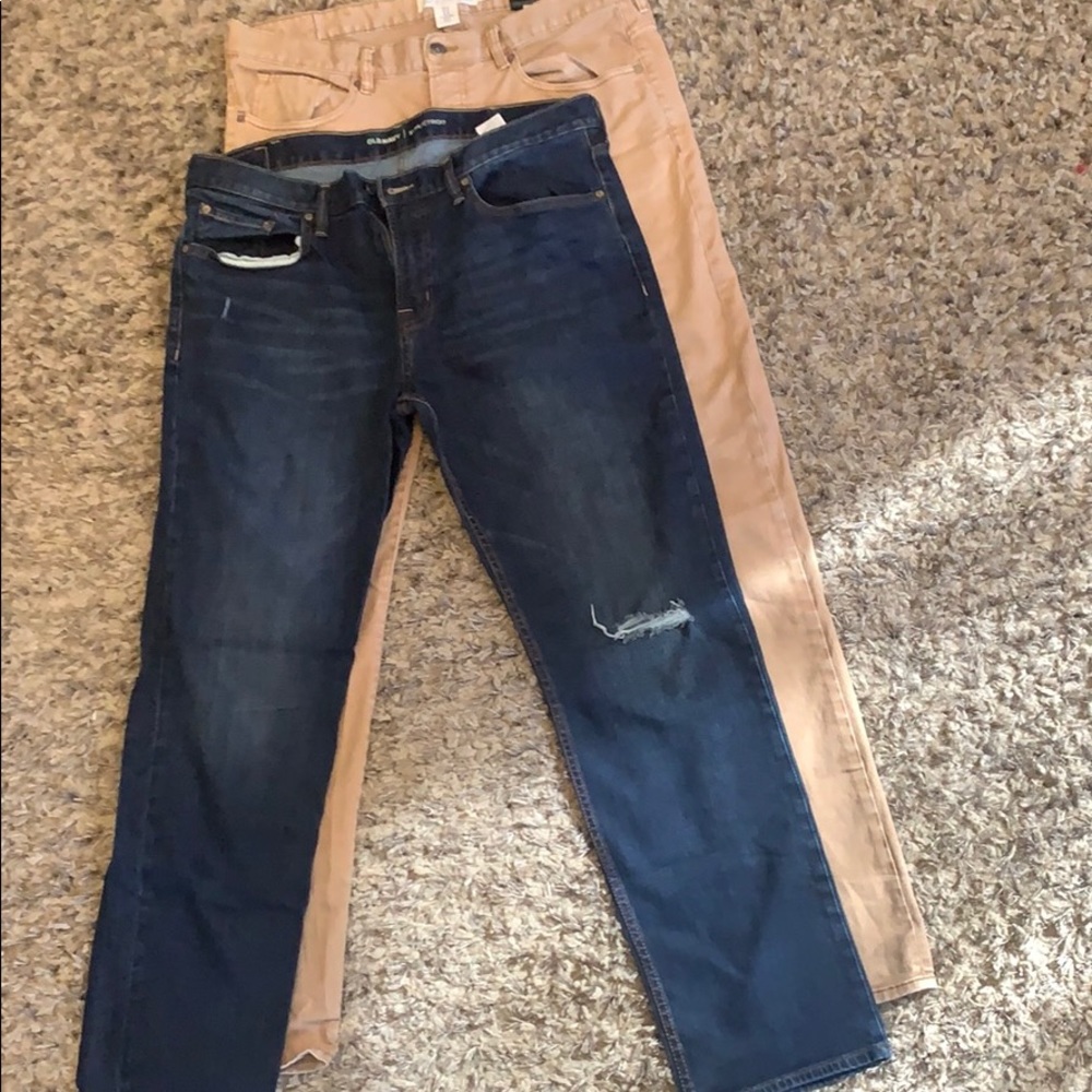 36X32 COMBO! Old navy slim blue & H&M khaki denim